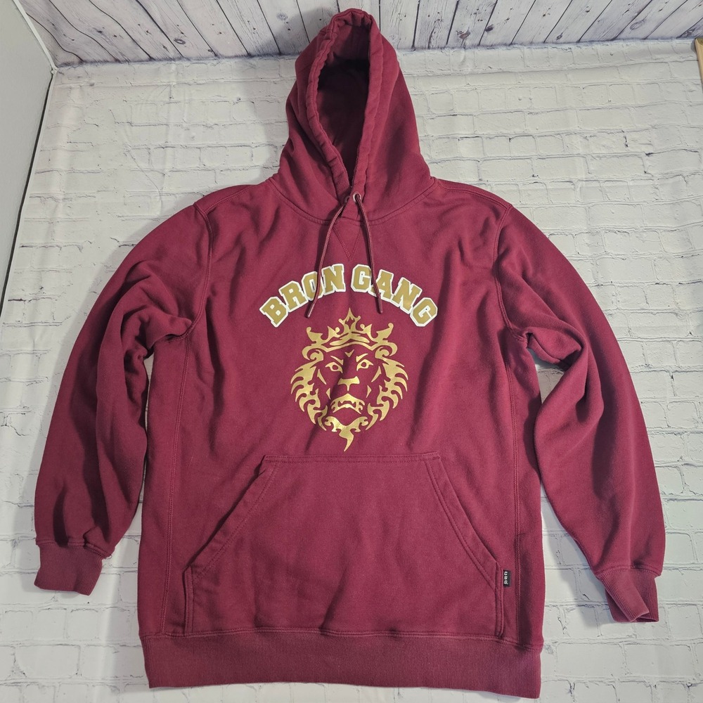 CSG Bron Gang LeBron James 23 Hoodie Maroon Gold Lion Graphic Mens XL Sweatshirt